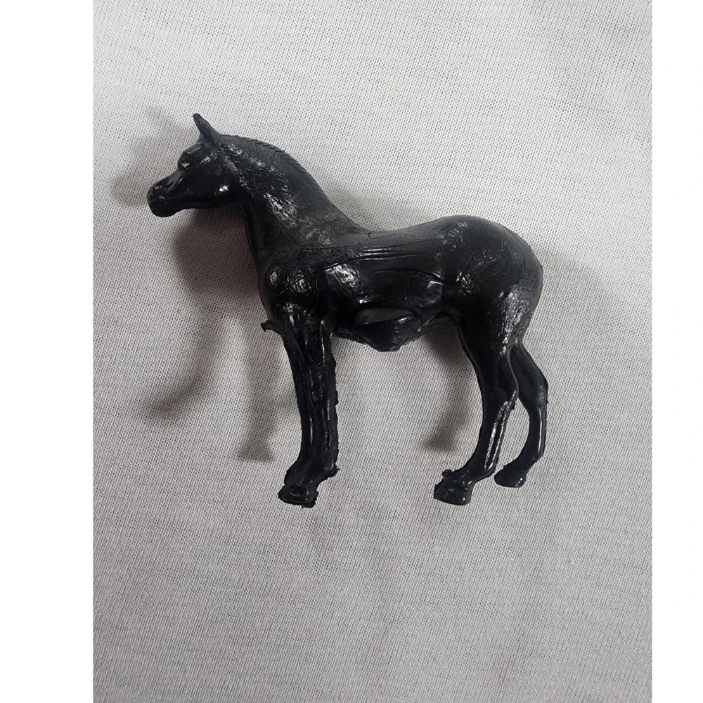 Vintage Horse Figurines Solid Molded Plastic Black White Brown Animal Toy Lot